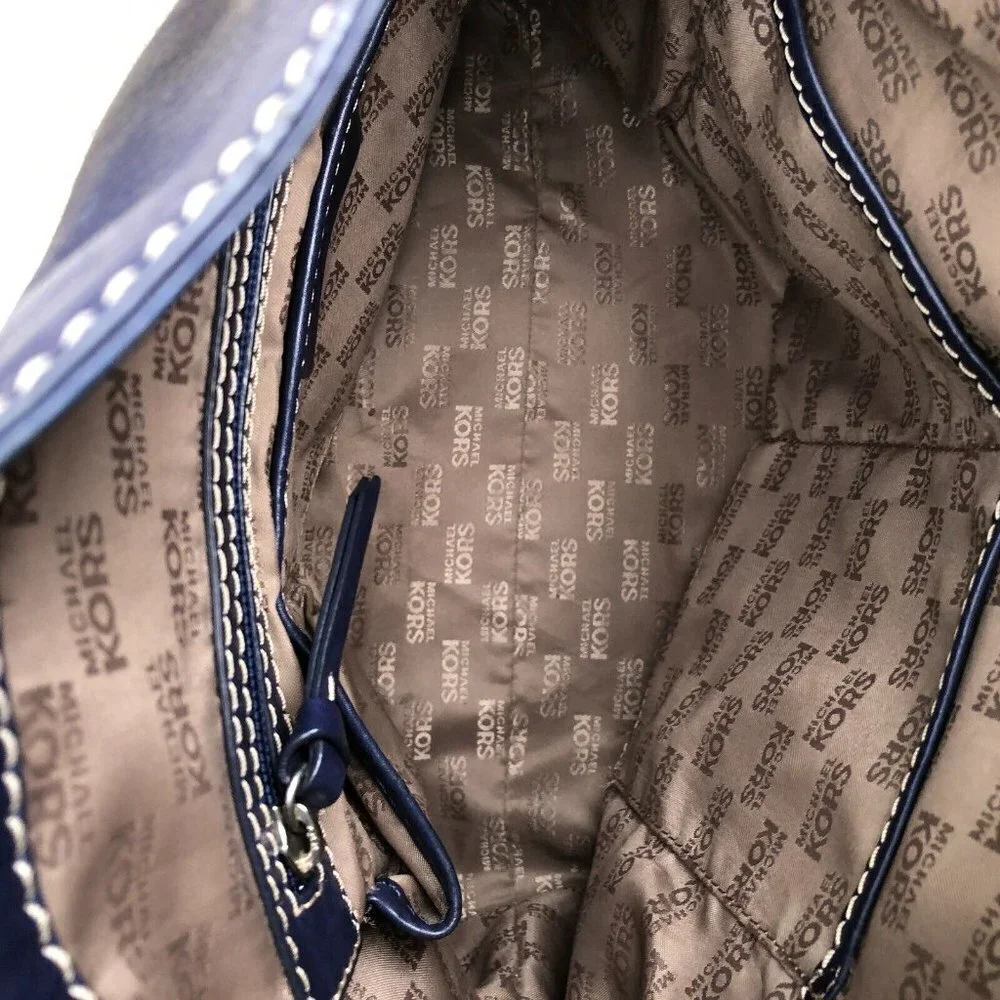 VTG MICHAEL KORS Full Leather Shoulder Purse Hand Bag Blue Bucket Design…​​​​